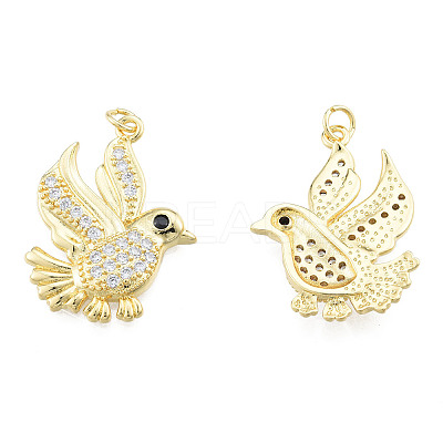 Brass Micro Pave Clear Cubic Zirconia Pendants ZIRC-N039-243-1