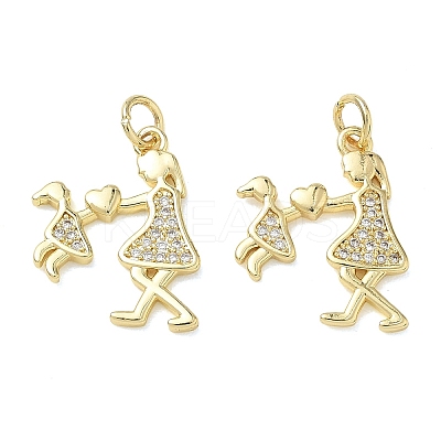 Brass Micro Pave Cubic Zirconia Pendants KK-T085-15F-G-1