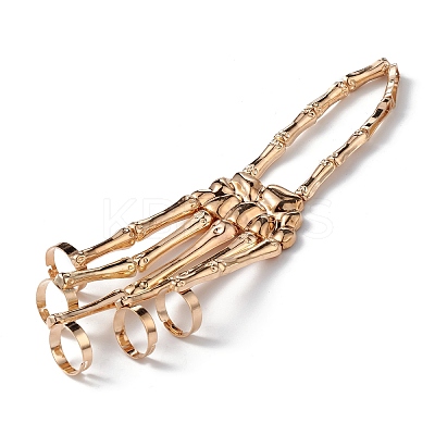 Halloween Themed Skull Alloy Full Hand Ring Bracelet BJEW-L680-01G-1