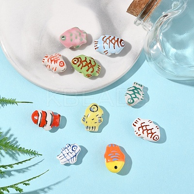 10Pcs 10 Styles Handmade Porcelain Beads PORC-YW0001-30-1