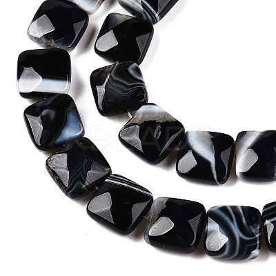 Dyed & Heated Natural Black Banded Agate/Striped Agate Beads Strands G-T138-170-1