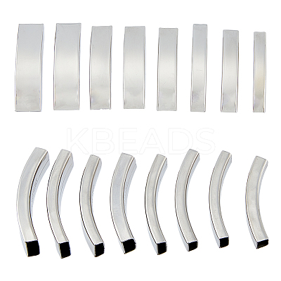 16pcs 8 styles 201 Stainless Steel Slide Charms STAS-BC0003-69-1
