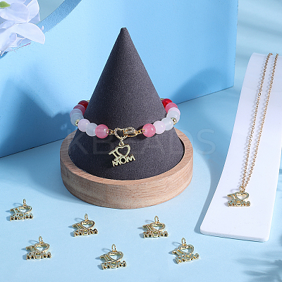 8Pcs Mother's Day Rack Plating Brass Charms KK-BBC0013-94-1