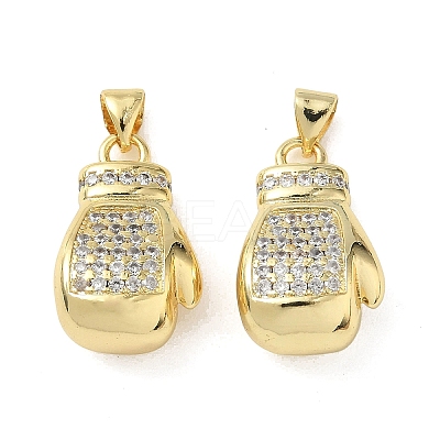 Sports Theme Brass Micro Pave Clear Cubic Zirconia Pendants KK-Z150-21G-03-1