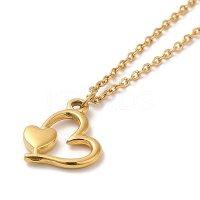 304 Stainless Steel Heart Pendant Necklaces for Women NJEW-H016-02G-1