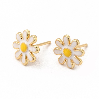 Enamel Daisy Flower Stud Earrings EJEW-G341-04G-1