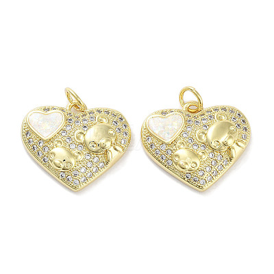 Brass Micro Pave Clear Cubic Zirconia Pendants KK-L213-016G-1