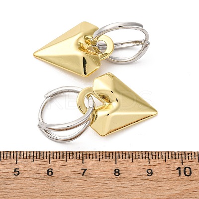 Two Tone Heart Brass Hoop Earrings EJEW-D322-12GP-02B-1