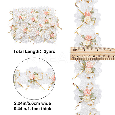 b 2 Yards Embroidery Polyester Flower Lace Trim Ribbon OCOR-GF0001-96-1