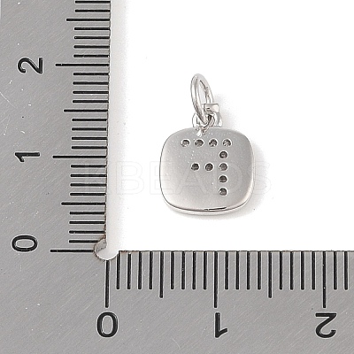 Rack Plating Brass Micro Pave CLear Cubic Zirconia Charms KK-E110-14P-F-1