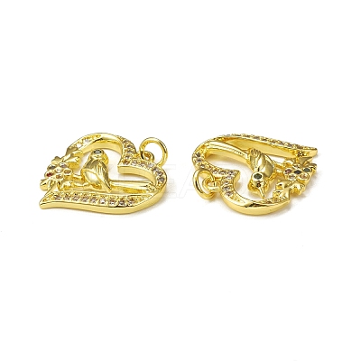 Brass Micro Pave Cubic Zirconia Bird Pendants KK-E068-VB010-1