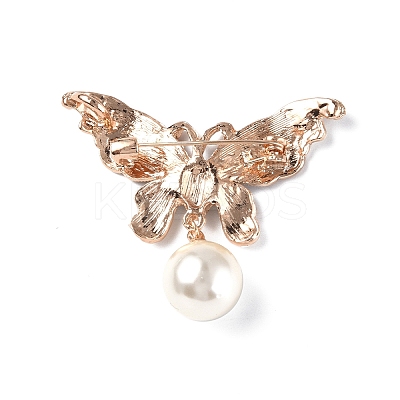 Butterfly with Plastic Imitation Pearl Enamel Pin JEWB-I020-01KCG-1