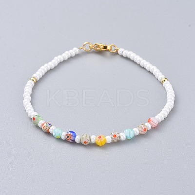 Millefiori Glass Beaded Bracelets BJEW-JB04643-1