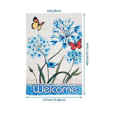 4Pcs 4 Style Linen Vertical Double Sided Garden Flag AJEW-CF0001-14-1