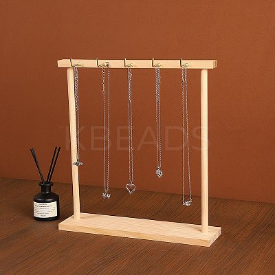 Wood Bracelet Organizer Diaplsy Stands with 5Pcs Metal Hooks WD-CBA482F-02-1
