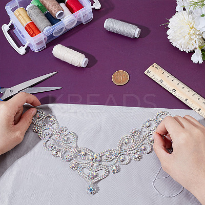 Flower Hotfix Rhinestone Iron on Patches Appliques DIY-WH0671-064B-1