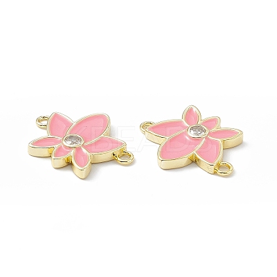 Rack Plating Brass Pave Clear Cubic Zirconia Connector Charms KK-B065-26G-01-1