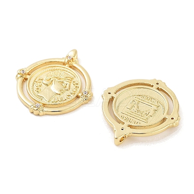 Rack Plating Brass Micro Pave Clear Cubic Zirconia Pendants KK-Z064-21G-1
