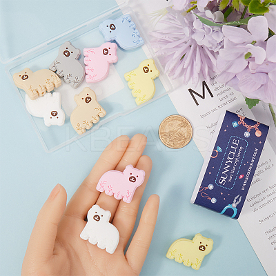 12Pcs 6 Colors Bear Food Grade Eco-Friendly Silicone Focal Beads SIL-SC0001-89-1