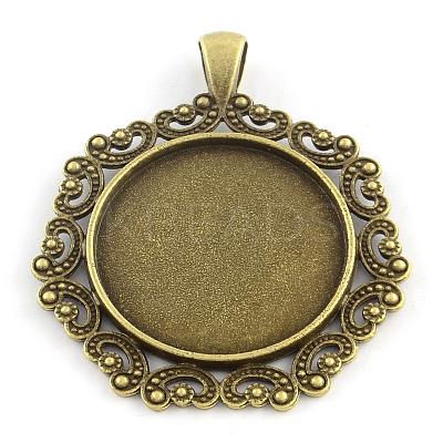 Tibetan Style Polygon Alloy Big Pendant Cabochon Settings X-TIBEP-Q051-19AB-NR-1