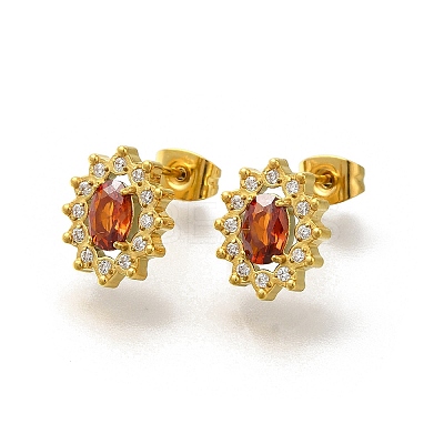 Ion Plating(IP) 304 Stainless Steel Stud Earrings EJEW-H018-01G-04-1