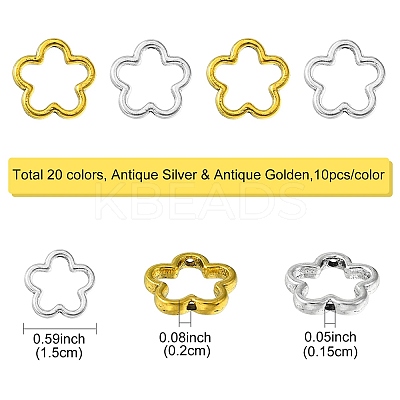 20Pcs 2 Colors Tibetan Style Alloy Bead Frames TIBEB-YW0001-18-1