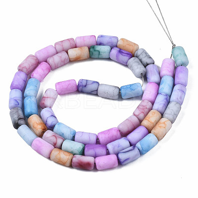 Opaque Baking Paint Crackle Glass Beads Strands FGLA-T004-01I-1