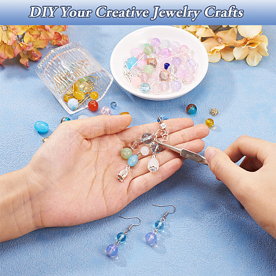 2 Sets 2 Styles DIY Lampwork Beads & Alloy Pendant & Link & Bead Caps Jewelry Findings Kits DIY-TA0011-61-1