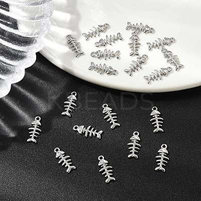 SHEGRACE Brass Micro Pave Cubic Zirconia Fishbone Charms XGR0163P-109P-1