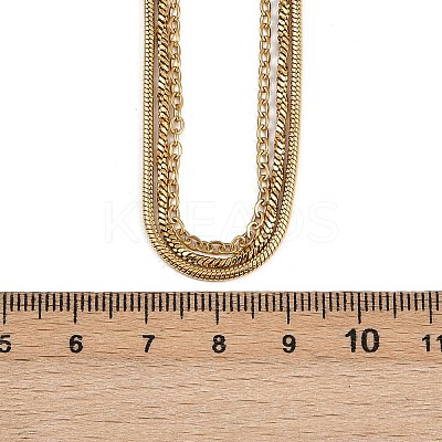 304 Stainless Steel Snake Chain 3 Layer Necklaces for Women NJEW-A057-02D-G-1