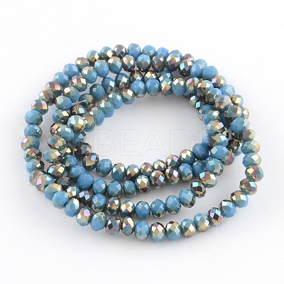 Electroplate Glass Faceted Rondelle Bead Strands X-EGLA-Q054-8mm-07-1