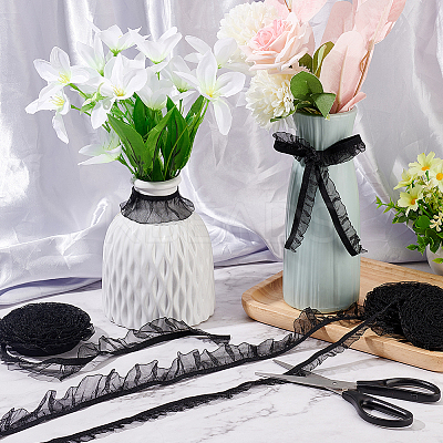 15 Yards 3 Styles Nylon Pleated Lace Ribbon OCOR-FG0001-78-1