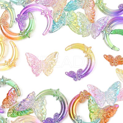 20Pcs 2 Styles Transparent UV Plating Acrylic Beads PACR-YW0001-32-1