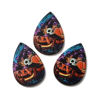 Single Face Printed Wood Big Pendants WOOD-H102-04B-1