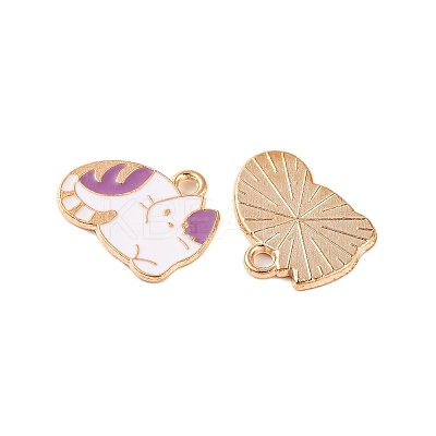 Light Gold Plated Alloy Enamel Pendants ENAM-Z017-13KCG-02-1