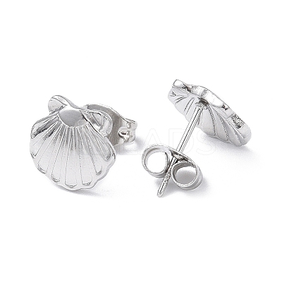 304 Stainless Steel Shell Stud Earrings for Women EJEW-I285-13P-1