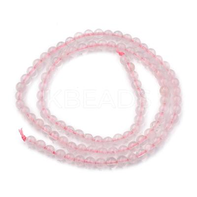 Natural Rose Quartz Round Beads Strands G-P072-05-4mm-1