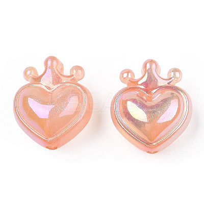 UV Plating Rainbow Iridescent Acrylic Beads OACR-T027-01-A05-1