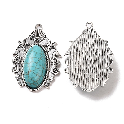 Synthetic Turquoise Pendants PALLOY-K001-043-1