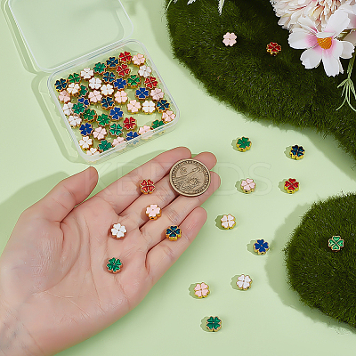 63Pcs 9 Colors Alloy Enamel Beads FIND-PH0026-74-1
