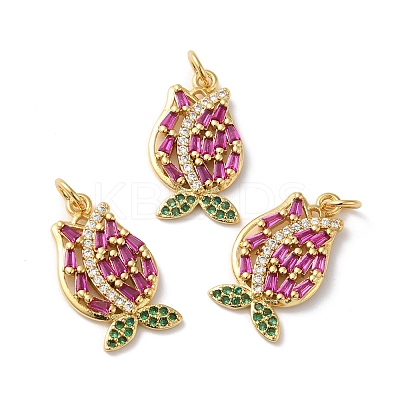 Rack Plating Brass Cubic Zirconia Pendants X-KK-D074-06G-1