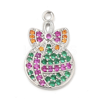 Rack Plating Brass Pave Cubic Zirconia Pendants KK-R150-04P-1