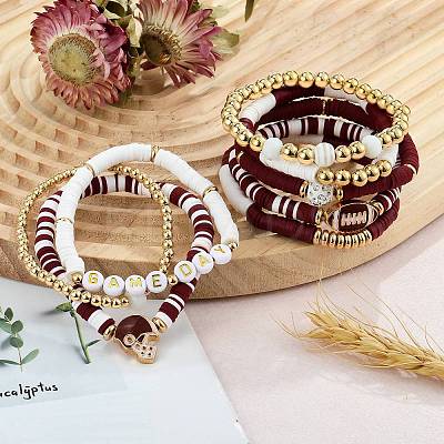 1 Set Handmade Polymer Clay Heishi Beads Stretch Bracelets Set BJEW-SZ0002-67B-02-1