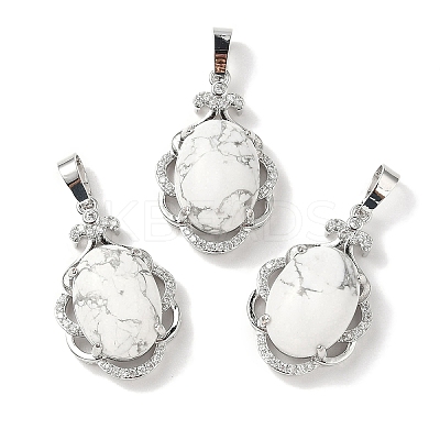 Natural Howlite Oval Pendants G-NH0025-15P-01-1