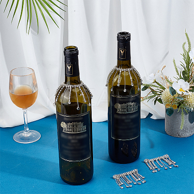 Brass Glass Rhinestone Wine Bottle Charms Decoration HJEW-OC00173-1