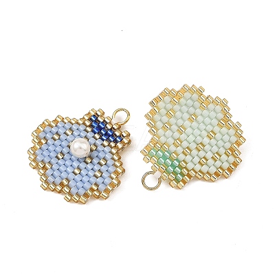 Shell Pearl & Glass Seed Beaded Pendants PALLOY-MZ01437-1