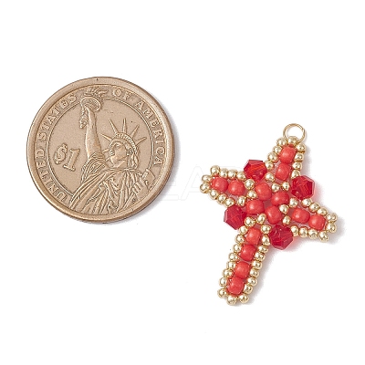 Glass Seed Beaded Cross Pendants PALLOY-MZ00826-02-1