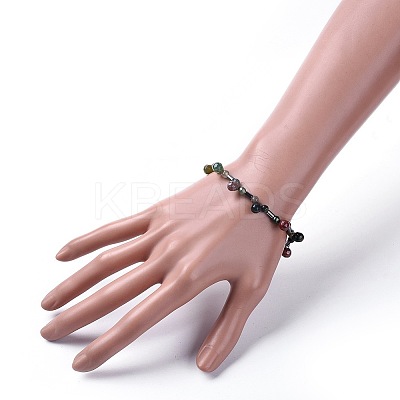 Non-magnetic Synthetic Hematite Beads Stretch Bracelets BJEW-JB04659-01-1
