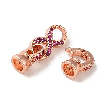 Rack Plating Brass Pave Clear Cubic Zirconia Fold Over Clasps KK-M285-31A-01RG-1