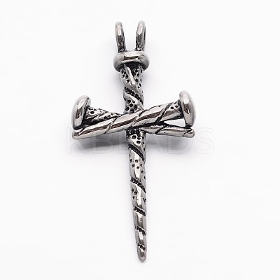 Retro 304 Stainless Steel Cross Gothic Pendants X-STAS-E094-08AS-1
